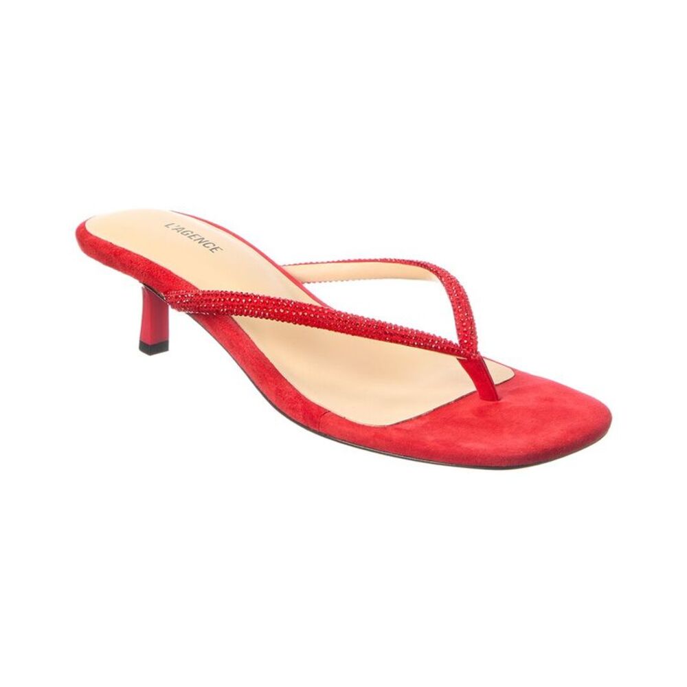 L’Agence Horetense Suede Sandal, Red
